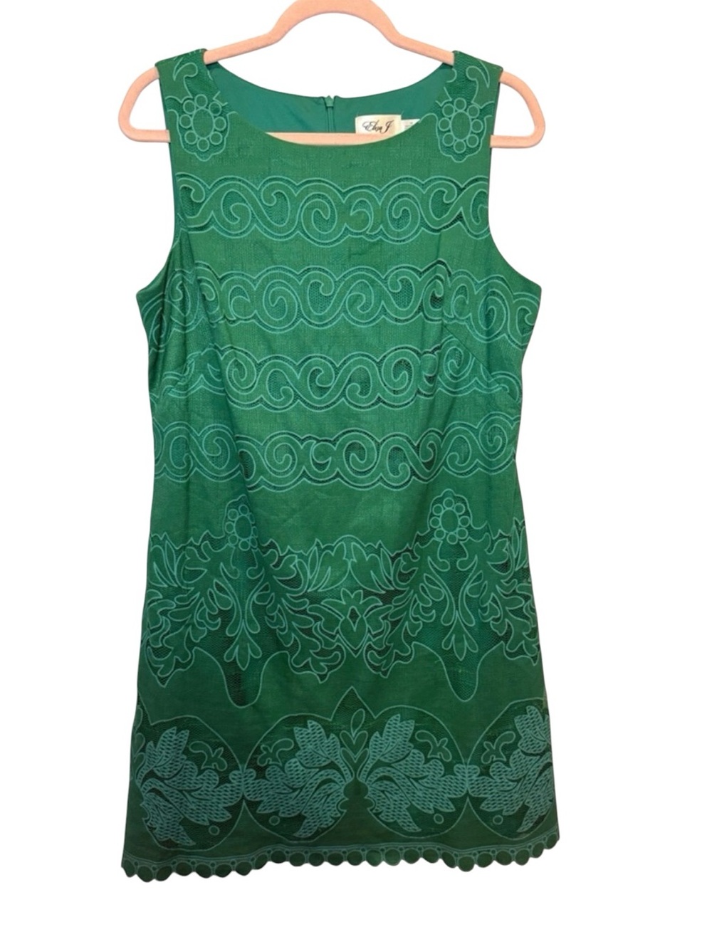 Eliza J Malta Kelly Green Textured Lace Cocktail Overlay Shift Dress Size 14